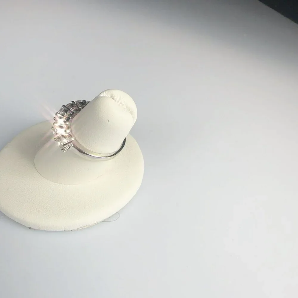 Cubic Zirconia Silver Tone Band Ring Size 6 to 10
